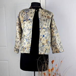 TOPSHOP Floral Metallic Blazer Sz 6